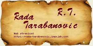 Rada Tarabanović vizit kartica